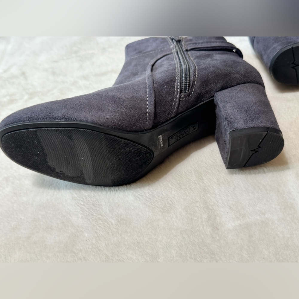 White Mountain Size 7.5 Fabric Upper. Smokey blue/gray 2.5” heel boots. NEW! - Picture 11 of 13